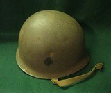 WW2 Helmet with Liner Frt seam Fixed Bale Chin Strap Lt Bar 327th Glider Inf Rgt - 4 of 14