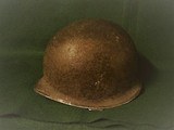 WW2 Helmet with Liner Frt seam Fixed Bale Chin Strap Lt Bar 327th Glider Inf Rgt - 4 of 16