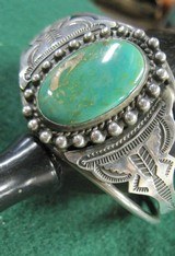 Vintage Southwestern Bracelet Cuff Silver & Turquoise - 1 of 9