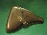 ORIGINAL WWII GERMAN LUGER P08 BROWN HARD SHELL PISTOL HOLSTER 1939 # 1
