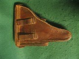 ORIGINAL WWI & WWII GERMAN LUGER P08 BROWN HARD SHELL PISTOL HOLSTER # 3 - 4 of 9