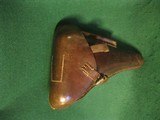 ORIGINAL WWI & WWII GERMAN LUGER P08 BROWN HARD SHELL PISTOL HOLSTER # 3 - 2 of 9
