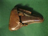 ORIGINAL WWI & WWII GERMAN LUGER P08 BROWN HARD SHELL PISTOL HOLSTER # 3