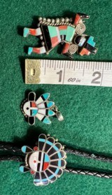 3 PCS ZUNI NAVAJO NATIVE AMERICAN SIGNED TURQUISE JEWELRY - 2 of 5