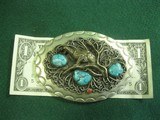 Very Large Western Turquoise Belt Buckle for Wear or Holster - 2 of 6