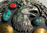 Very Large Western Turquoise Belt Buckle for Wear or Holster #2 - 3 of 12