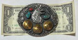 Very Large Western Turquoise Belt Buckle for Wear or Holster #2 - 2 of 12