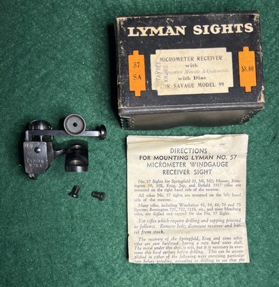 Lyman 57SA Savage 99 Rear Sight Peep Box/paper 1-1/8 Hole Spacing - Image 1 of 11