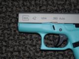 GLOCK 42 IN .380 ACP FINISHED IN "ROBIN EGG BLUE" - 2 of 4