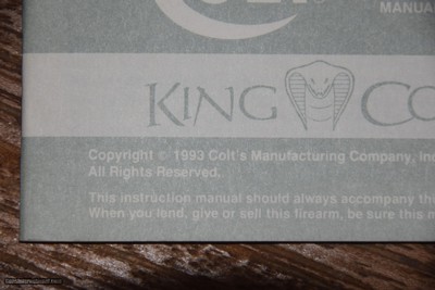 COLT KING COBRA OWNER'S MANUAL 1994 REVISION EDITION - Image 2 of 5