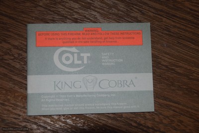 COLT KING COBRA OWNER'S MANUAL 1994 REVISION EDITION - Image 5 of 5