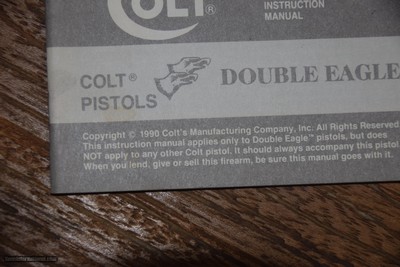 VINTAGE COLT DOUBLE EAGLE OWNER'S MANUAL - Image 3 of 3