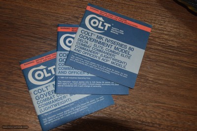 VINTAGE COLT SERIES 80 GOVERNMENT MODEL OWNER'S MANUALS (3)