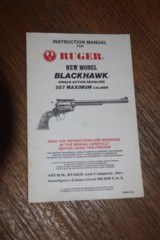 RARE RUGER OWNER'S MANUAL FOR BLACKHAWK 357 MAXIMUM - 1 of 3