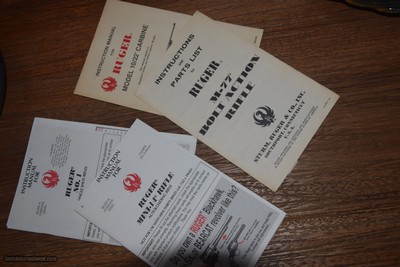 VINTAGE RUGER RIFLE MANUALS (4)