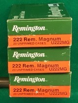New, unprimed Remington 222 Rem Mag brass, 60 rounds. - 2 of 2