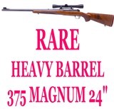 Rare 24 inch heavy barrel Pre-war 375 H&H model 70 Winchester. - 1 of 19