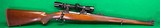 Tang safety Ruger M77 RSI, full length Mannlicher stock with 2-7 Leupold. - 1 of 8