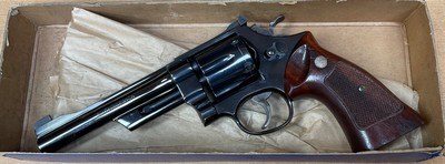 Smith & Wesson model 27-2, 357 Magnum with three T’s and scarce 6 inch barrel.
