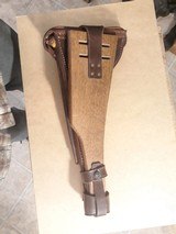 German WWI Artillery Luger Holster and Wood Stock Rig Set with blued steel attaching hardware. - 3 of 4
