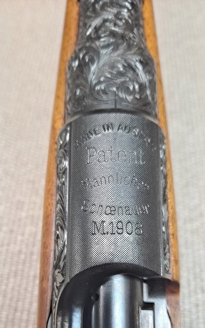 MANNLICHER SCHOENAUER MODEL 1908 BEN SHOSTLE ENGRAVED BOLT ACTION TAKEDOWN RIFLE - Image 11 of 17