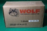 Wolf 7.62x39 122 GR. FMJ 1000 Round Case - 1 of 1