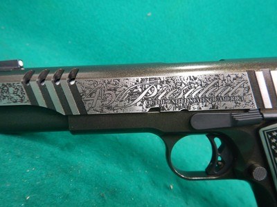 Auto Ordnance 1911 Trump Rally Cry 45 Auto (ACP) 5in Engraved Stainless Steel Black Cerakote Pistol 7+1 Rounds - Image 6 of 8