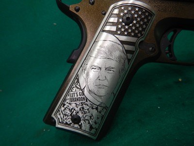 Auto Ordnance 1911 Trump Rally Cry 45 Auto (ACP) 5in Engraved Stainless Steel Black Cerakote Pistol 7+1 Rounds - Image 4 of 8