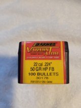 Barnes Varminator 22 cal bullets 50 gr HPFB