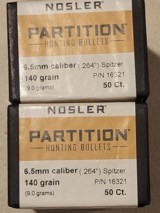 Nosler Partition bullets 6.5cal .264 140 grains - 1 of 2