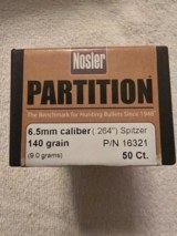 Nosler Partition. 264 cal 6.5mm 140 gr 50 ct - 1 of 2
