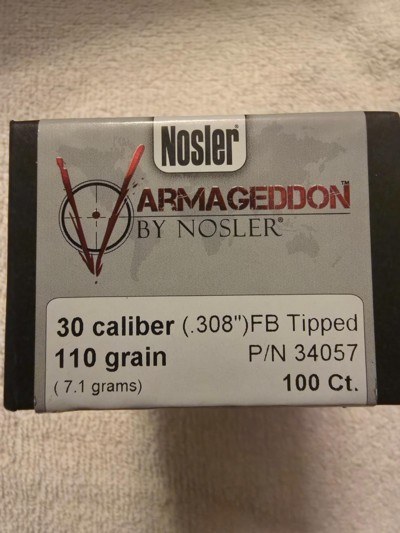Nosler Varmegeddon .308 cal 110 gr 100 ct