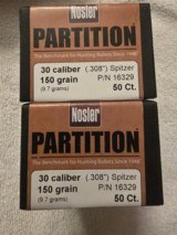 Nosler Partition. 308 cal 150 gr (2) 50 ct boxes - 1 of 2