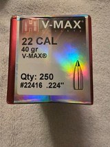 Hornady .224 cal 40 gr V-Max 250 ct.