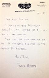 SOLD!!! WINCHESTER MODEL 21 12GA WITH #4 ENGRAVING BY WINCHESTER ENGRAVER PAULINE MUERRLE WITH LETTER - 20 of 20