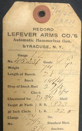Sold ! LEFEVER 12GA GE GRADE VERY NICE!!! 1902 with HANG TAG!!! - 2 of 23