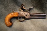 Double Barrel Flintlock Pistol with unusual safety - 4 of 7