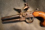 Double Barrel Flintlock Pistol with unusual safety - 2 of 7