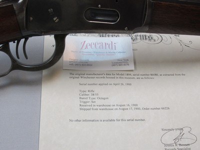 Winchester 1894 38-55 octagon barrel Double set triggers
with factory letter