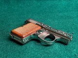 BAUER AUTOMATIC - STAINLESS. "BABY BROWNING CLONE". W-ONE MAGAZINE. ENGRAVED BY CLINT FINLEY. GORGEOUS! - .25 ACP - 10 of 20