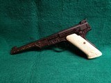 Colt - WOODSMAN. MATCH TARGET BULLSEYE. ENGRAVED BY VALENYA W-SILVER INLAYS. CARVED IVORY GRIPS. GORGEOUS PISTOL! MFG. 1939 - .22 LR - 4 of 18