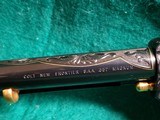 COLT - NEW FRONTIER S.A.A. ENGRAVED BY CLINT FINLEY. W-GOLD INLAYS. W-IVORY GRIPS. 7.5" BBL. GORGEOUS MASTERPIECE! MFG. IN 1970 - .357 MAGNUM - 16 of 19
