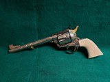 COLT - NEW FRONTIER S.A.A. 3RD GEN. NICKEL PLATED. 7.5" BBL. ENGRAVED BY BRIAN MEARS. CHECKERED IVORY GRIPS. MFG. IN 1981 - .44 SPECIAL - 4 of 18