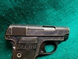 COLT - MODEL 1908 HAMMERLESS. EUROPEAN STYLE ENGRAVING. W-GOLD INLAYS. W-1 MAG. GORGEOUS LITTLE PISTOL! MFG. IN 1921 - .25 ACP - 7 of 22