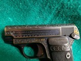 COLT - MODEL 1908 HAMMERLESS. EUROPEAN STYLE ENGRAVING. W-GOLD INLAYS. W-1 MAG. GORGEOUS LITTLE PISTOL! MFG. IN 1921 - .25 ACP - 8 of 22