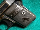 COLT - MODEL 1908 HAMMERLESS. EUROPEAN STYLE ENGRAVING. W-GOLD INLAYS. W-1 MAG. GORGEOUS LITTLE PISTOL! MFG. IN 1921 - .25 ACP - 12 of 22