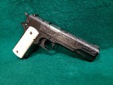 COLT - NAVY MODEL 1911. PRE-WAR. US PROPERTY MARKED. VERY RARE PRODUCTION. MFG. IN 1913. HAND ENGRAVED W-REAL IVORY GRIPS - .45 ACP - 4 of 25