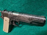 COLT - NAVY MODEL 1911. PRE-WAR. US PROPERTY MARKED. VERY RARE PRODUCTION. MFG. IN 1913. HAND ENGRAVED W-REAL IVORY GRIPS - .45 ACP - 9 of 25
