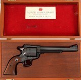 "PENDING" RUGER
SUPER BLACKHAWK
MFD YEAR 1960 2ND YEAR
7 1/2"
BLUED
44 MAG
(RARE) - 1 of 14