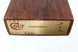 COLT
DIAMONDBACK
BLUED
4"
22LR
6 ROUND
WOOD GRIPS
NEW
1978
FACTORY BOX - 17 of 17